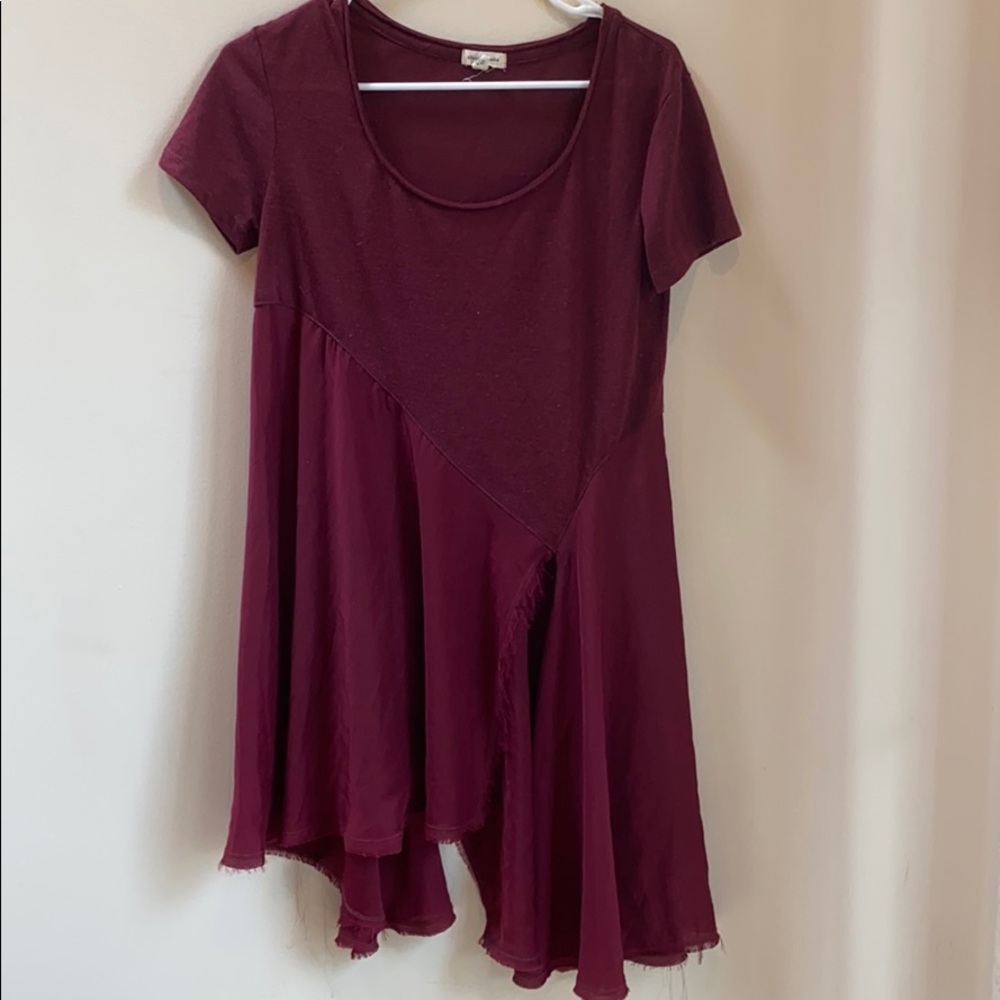Silence & noise asymmetrical flowy top raw hem